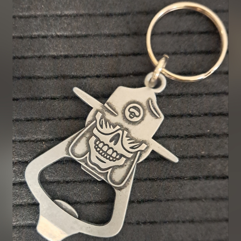 Voodoo Ranger Silver Skull Hat Bottle Opener Keychain